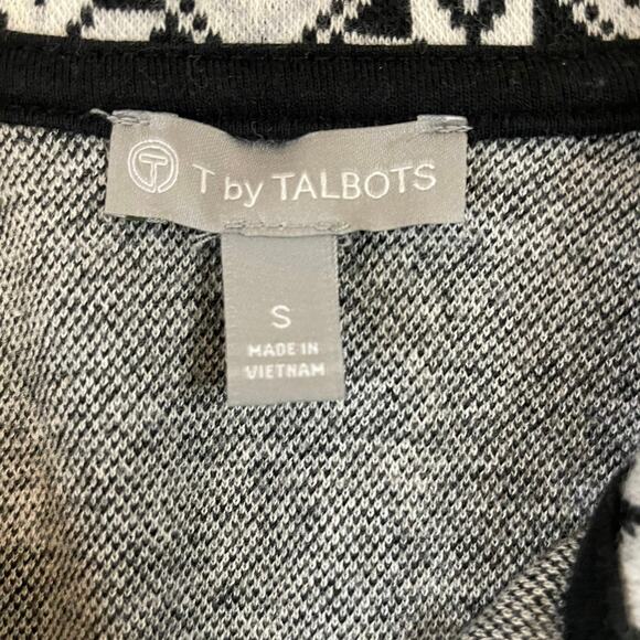 T by Talbots Fair Isle Half Zip Top & Leggings Set Women’s Small Black White - Picture 4 of 16